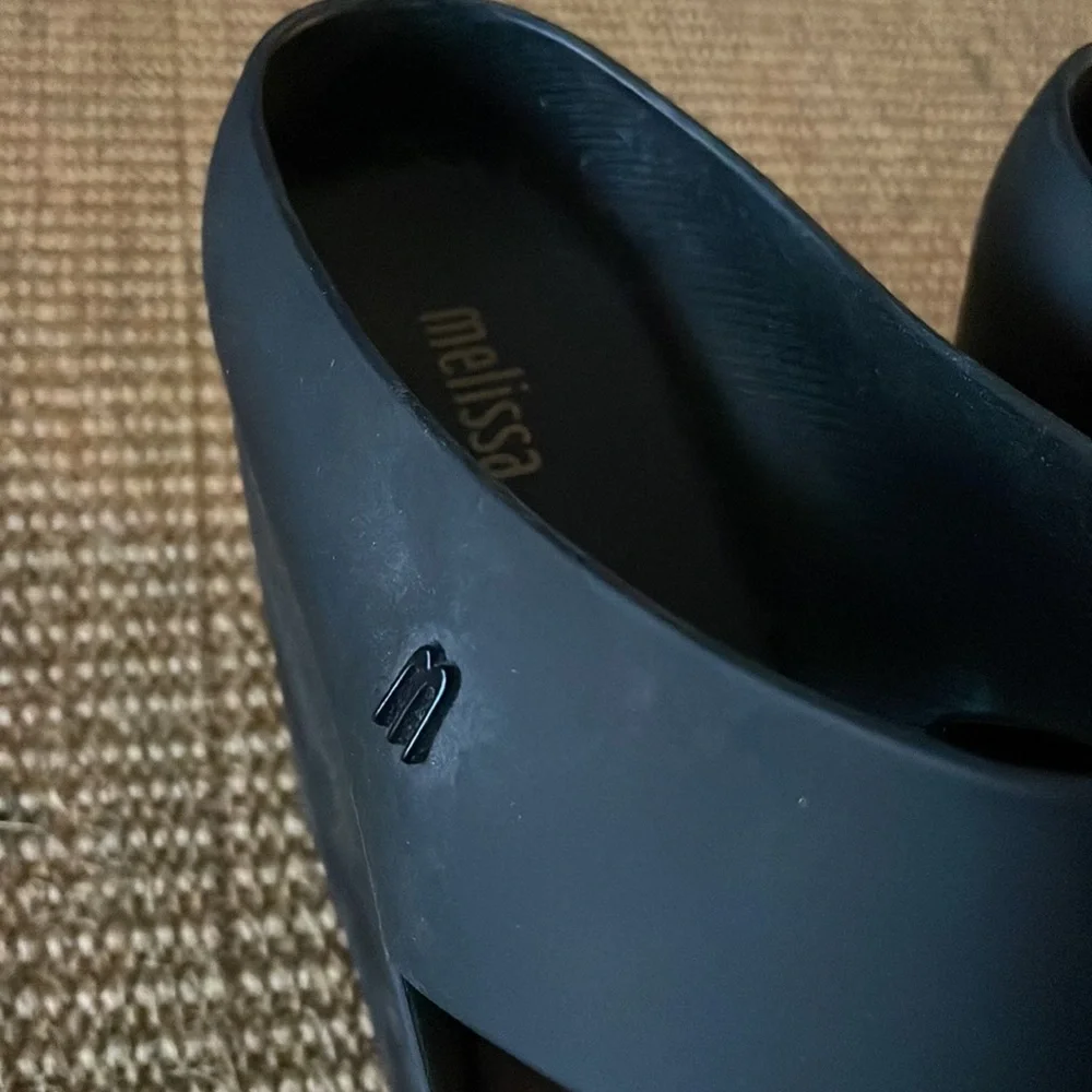 Melissa Black Double-Strap Wedge Sandals - Picture 2 of 11